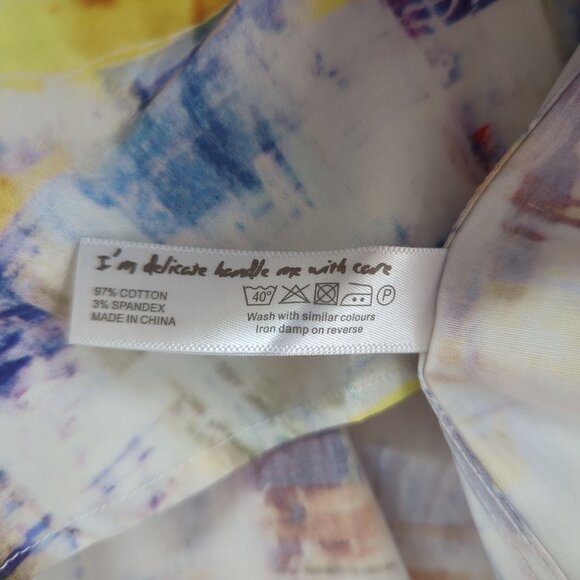 1 like no other long sleeve button front abstract colorful Men's shirt size M - Picture 8 of 16